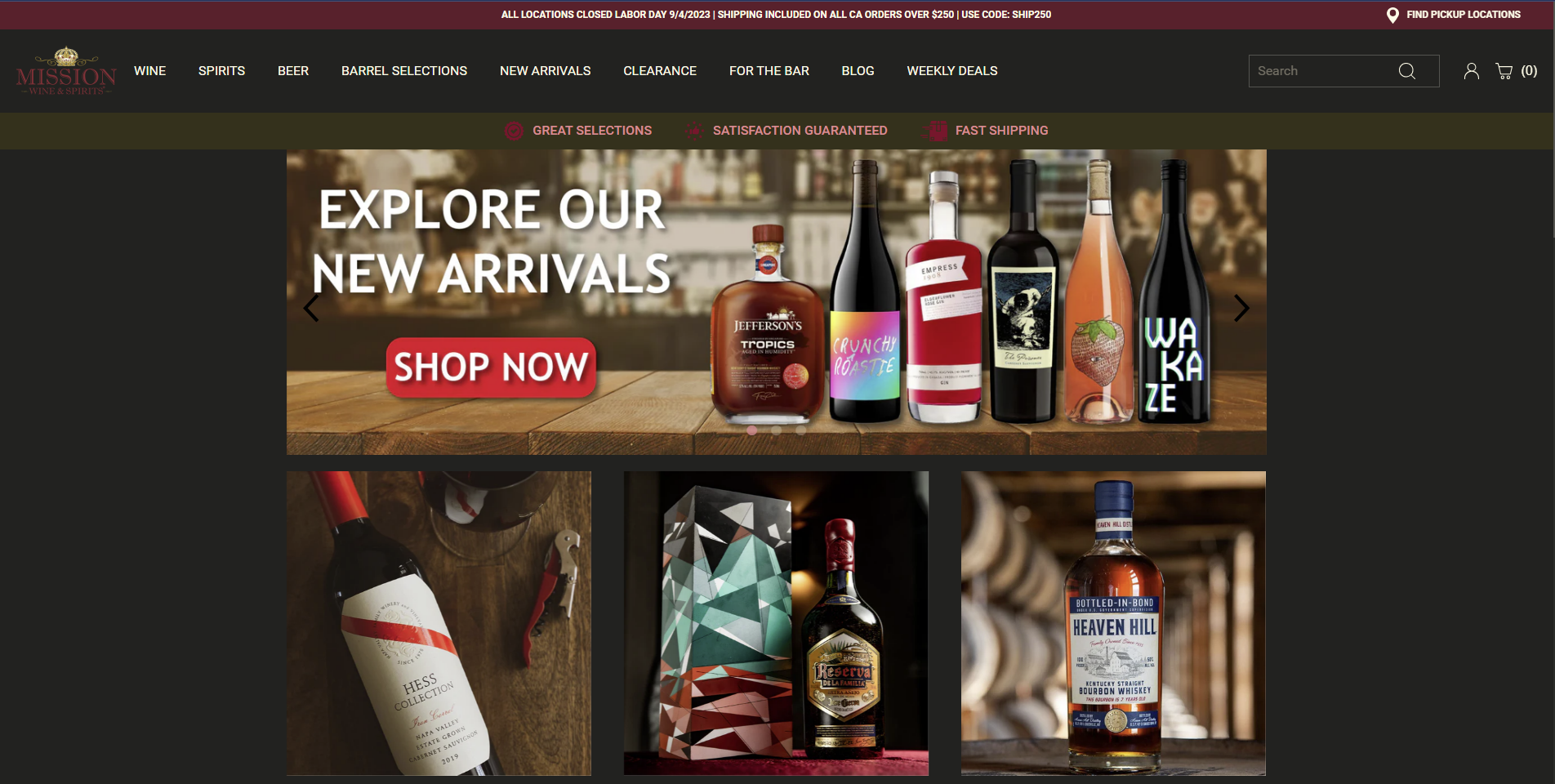 Web Design and Web Shop Development for Mission Wine & Spirits